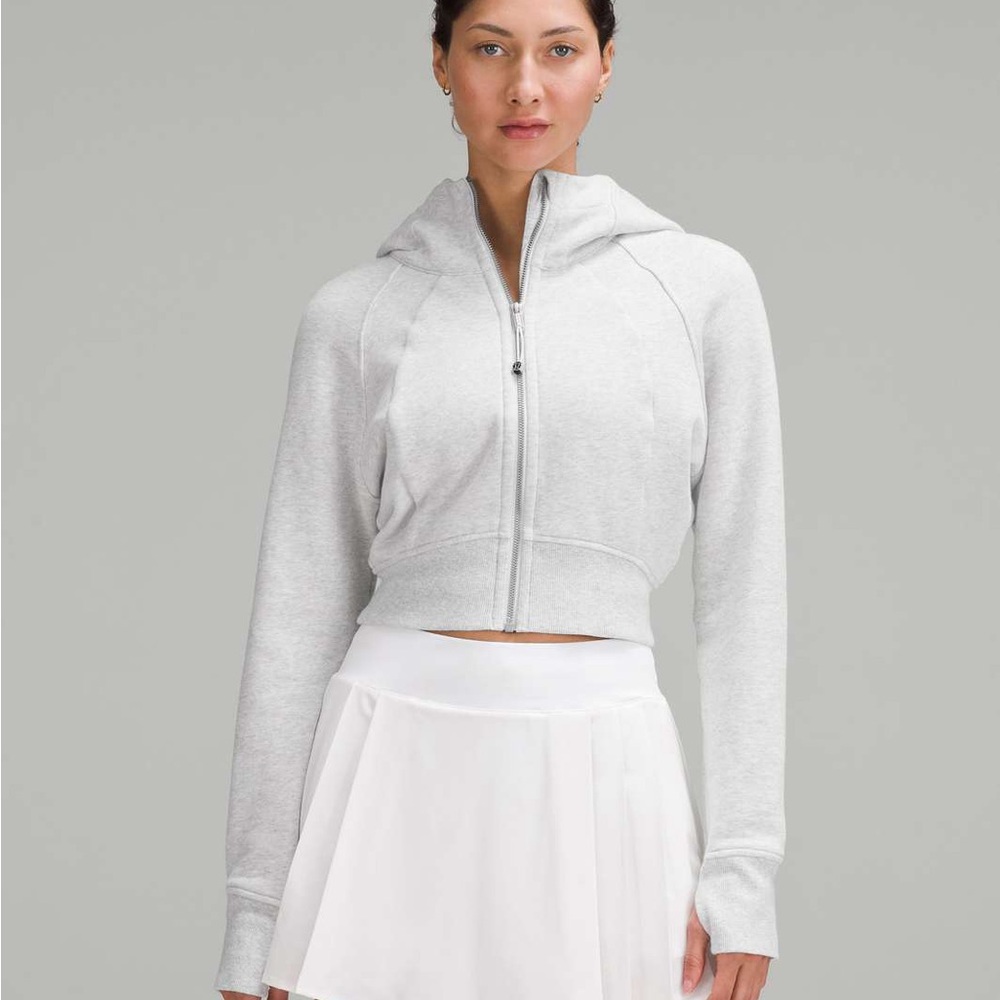 Lululemon Scuba Full-Zip Cropped Hoodie (Heathered Core Ultra Light Grey)
